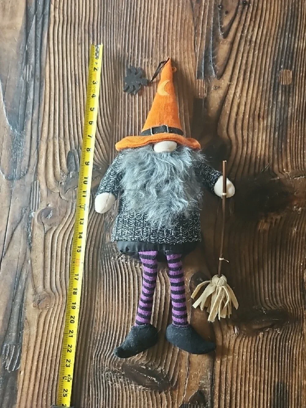 Halloween Gnome Doll with Orange Hat and Striped Legs